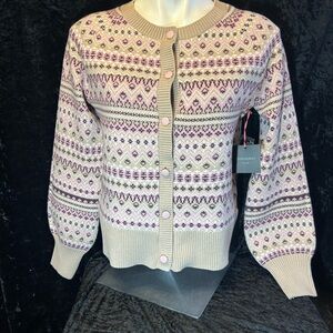 Cynthia Rowley Pink and Cream Patterned Cardigan